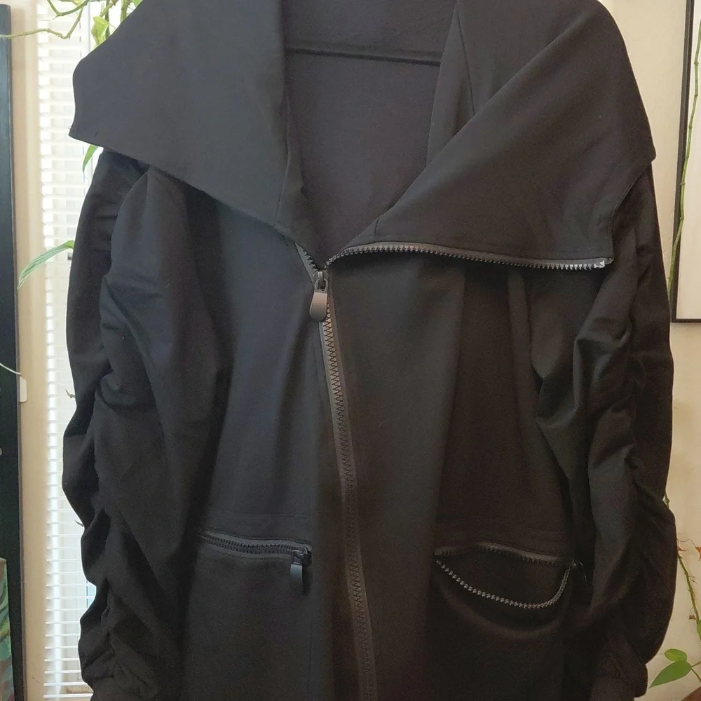 FOXBLOOD 3X WREN ASYMMETRICAL FLEECE CARDIGAN BLACK - Picture 3 of 9